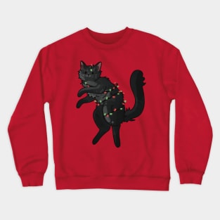 Wrapped in Christmas Lights  - Black furball Crewneck Sweatshirt